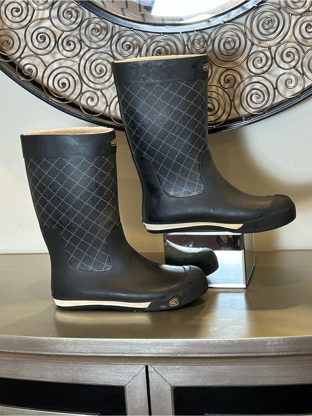 Keen Women's Black Quilted Waterproof Rain Boots